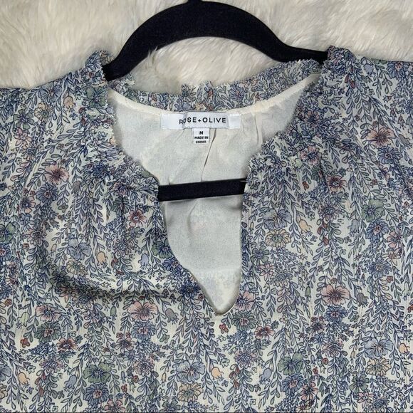 Sz Medium Rose + Olive floral tank top blouse - Picture 2 of 9